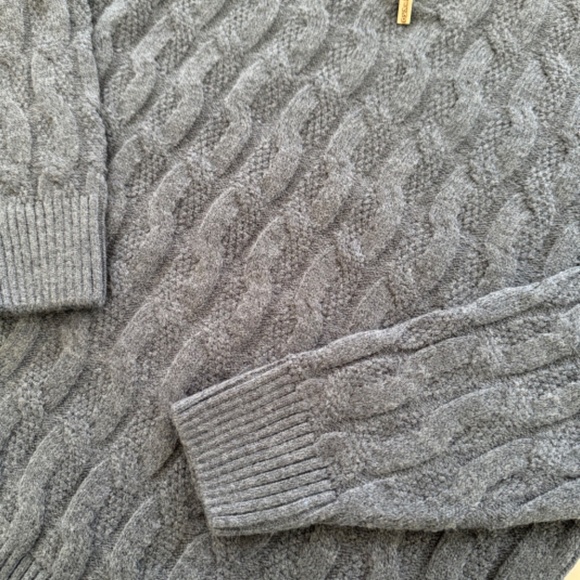 Mens Trikko Cable Quarter Zip Sweater Gray Blue Size Large NWT - Picture 4 of 7